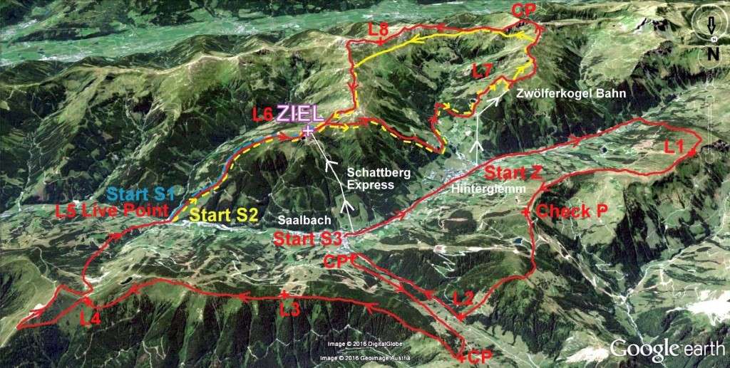 Die Strecken beim Saalbacher Trailrun 2016